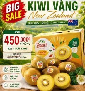 KIWI VÀNG NEW ZEALAND 450.000/ THÙNG 22 TRÁI 3.5KG RUỘT